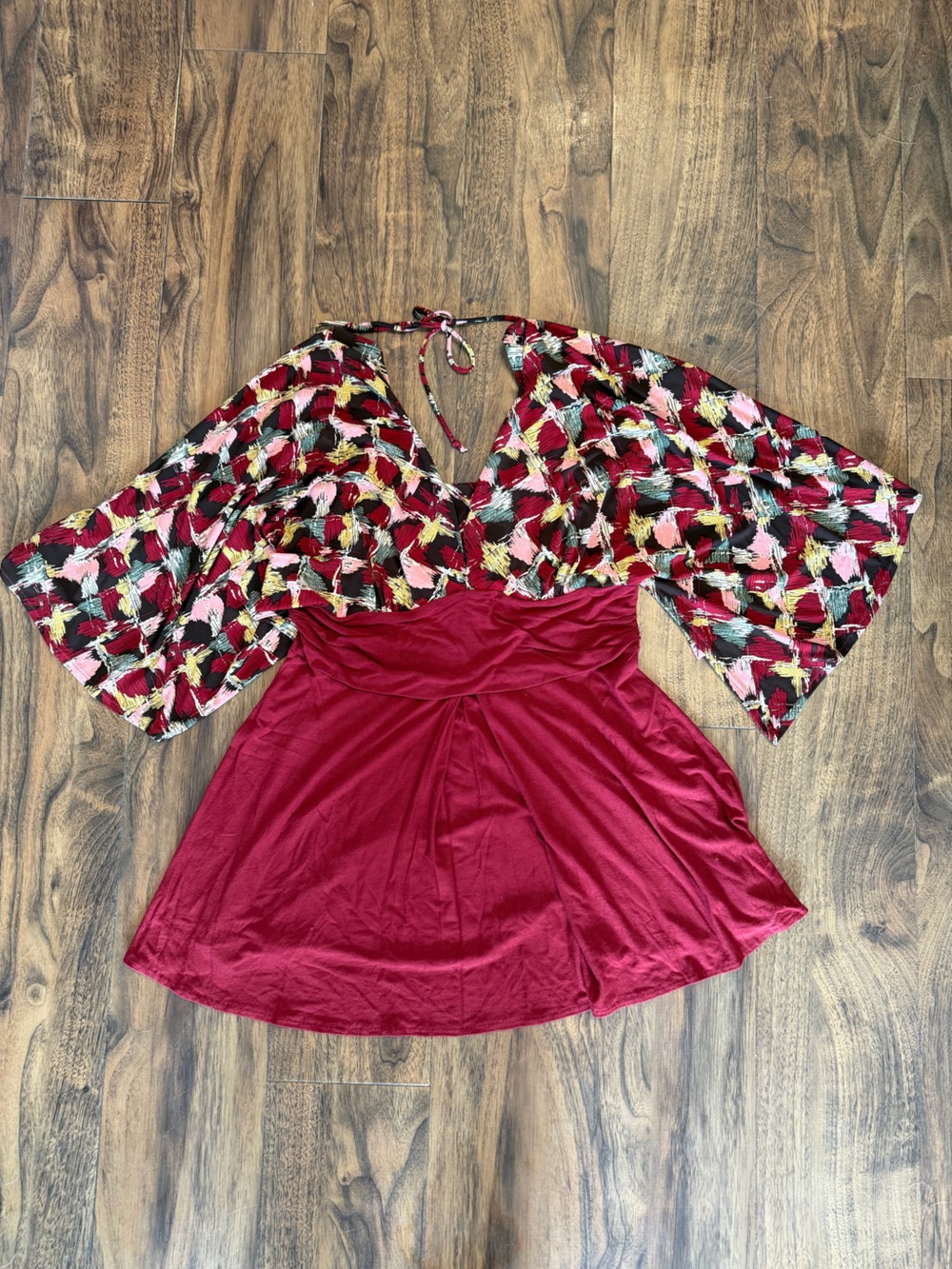 Vintage Linda Segal Red Multi-Print Top